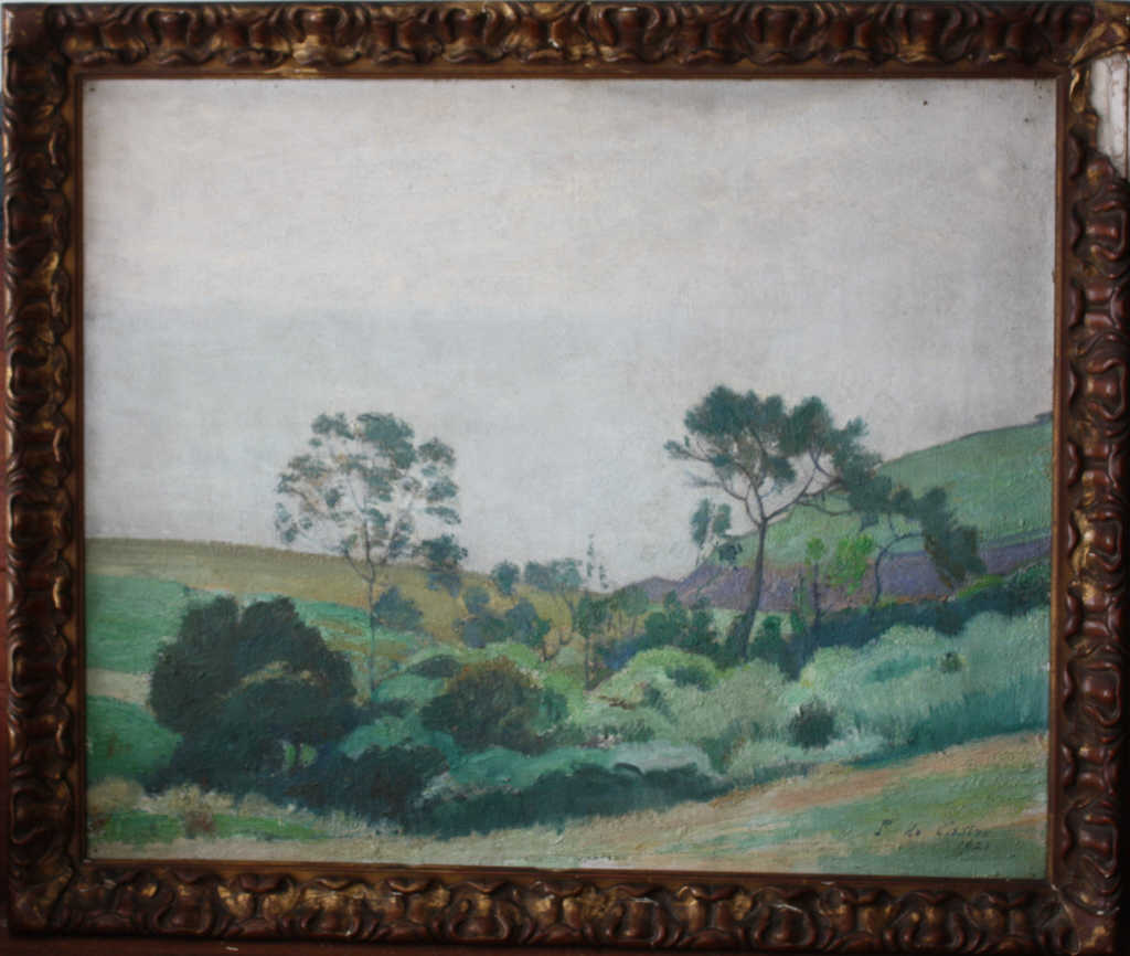 Paul DE CASTRO (1882-1939), "Paysage printanier" 1921, huile sur toile signée et datée en bas à - Image 2 of 4