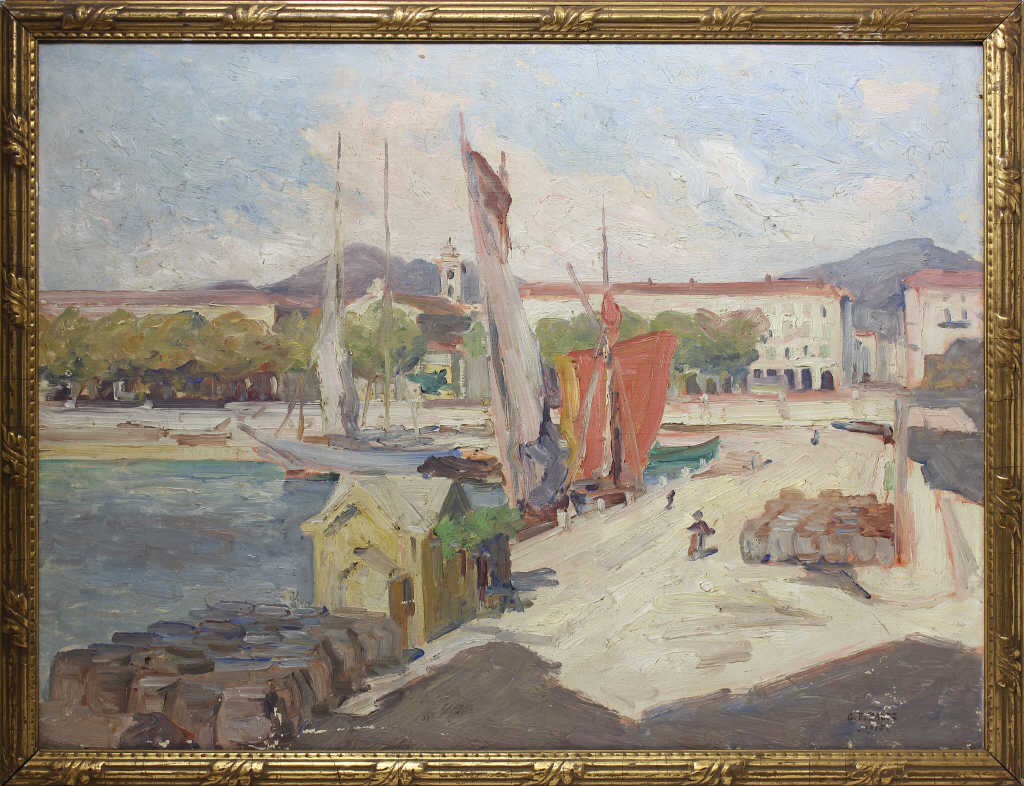 G.P. PALTZ (XIX-XXe), "Voiliers à quai", huile sur toile signée et datée en bas à droite, 46 x 61 - Image 2 of 4