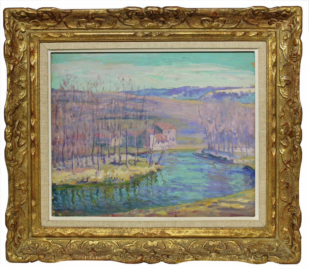 William Samuel HORTON (1865-1936), "Maison près de la rivière", huile sur panneau, signée en bas à - Image 2 of 4