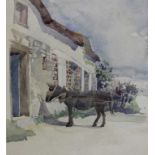 Claudio CASTELUCHO (1870-1927), "Ane au bât", aquarelle, 20 x 17,5 cm