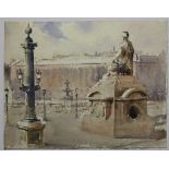 Julien QUONIAM (1876-1954), double-face : "La place de la Concorde", aquarelle sur papier, & "