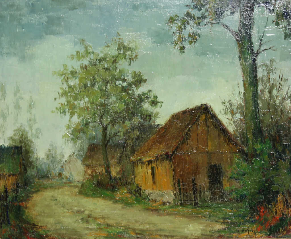 R.DUFILY (XXe), "Chemin de campagne à Belmesnil", huile sur toile, signée en bas à droite, 46 x 38 - Image 4 of 4