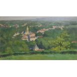 Charles Auguste EDELMANN (1879-1950), "Vue de village", huile sur toile, 27 x 46 cm