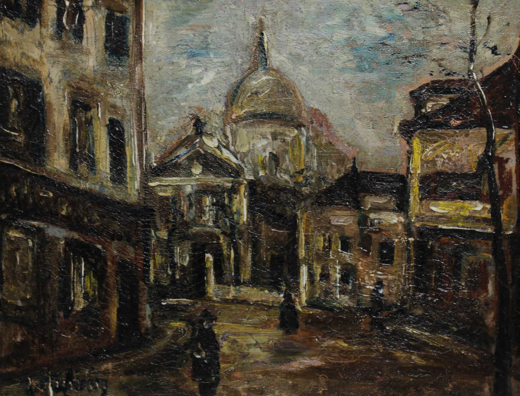 Max HARTWIG (1873-1939), "Rue de Paris animée", huile sur toile signée en bas à gauche, 26 x 33 cm