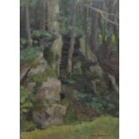 Charles Auguste EDELMANN (1879-1950), "Sous-bois", huile sur panneau signée en bas à droite, 31 x 22