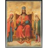 A RUSSIAN ICON OF THE KING OF GLORY, CIRCA 1880. At center Christ is depicted robed as the great