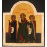 A LARGE RUSSIAN ICON OF OLD TESTAMENT PROPHETS, 19TH CENTURY. Executed on an arch-topped panel and