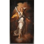 A LARGE AND IMPRESSIVE RUSSIAN ICON OF THE ARCHANGEL GABRIEL, 19TH CENTURY. Depicted full length and