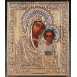 A FINE RUSSIAN ICON OF THE KAZAN MOTHER OF GOD, MOSCOW, CIRCA 1899-1908. Realistically rendered