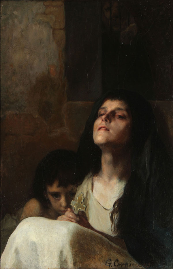 GEORG CORNICELIUS(German 1825-1898) Faith  Oil on canvas Signed lower right G. Cornicelius and