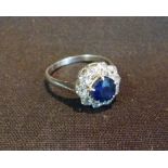 A Platinum Sapphire and Diamond Ring, wi