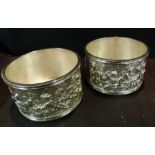 A Pair of Silver Plated Cylindrical Bowl