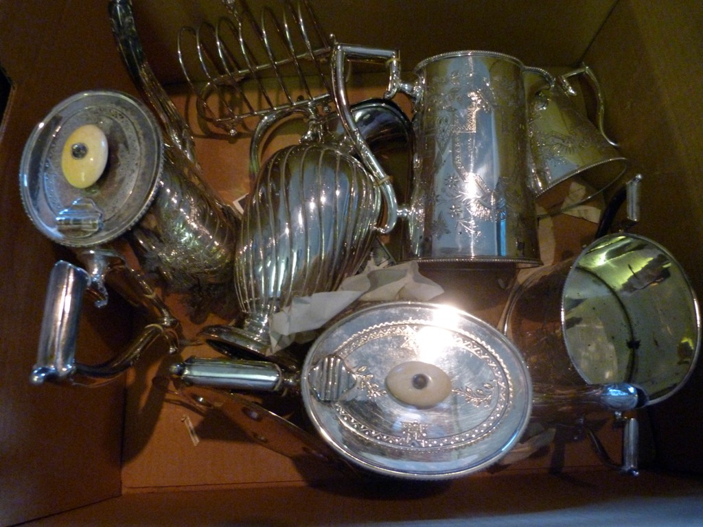 A Silver Plated Tea Service, together wi