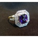 An 18ct. Yellow Gold Amethyst and Diamon