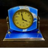 An Art Deco Blue Enamel Table Clock