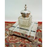 A Silver Plated Ink Stand of square form