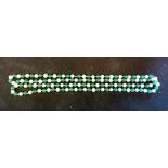 A Pearl and Green Hard Stone Long Bead N