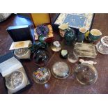 A Collection of Glass Paperweights and o