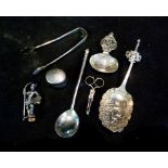 A Russian Silver Spoon marked 84, togeth