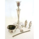 A Large Silver Plated Candlestick, toget