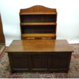 An Oak Linen Fold Coffer, together with