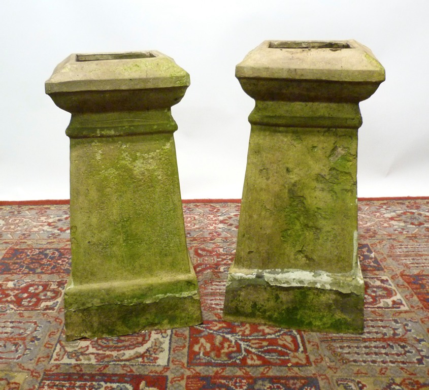 Two Terracotta Chimney Pots of square ta