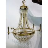 A Brass and Cut Glass Six Branch Chandel