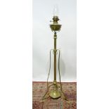 Art Nouveau Brass Lamp Standard with oil