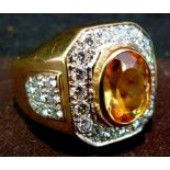 A Yellow Gold Gentlemen's Citrine and Di