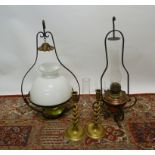 A Copper and Wrought Iron Hanging Oil La