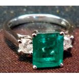 An 18ct. White Gold Emerald and Diamond