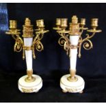 A Pair of French Gilded Ormolu and Marbl