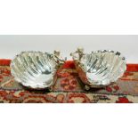 A Pair of Silver Plated Salts of scallop