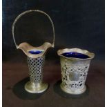 A Birmingham Silver Pierced Vase with Bl