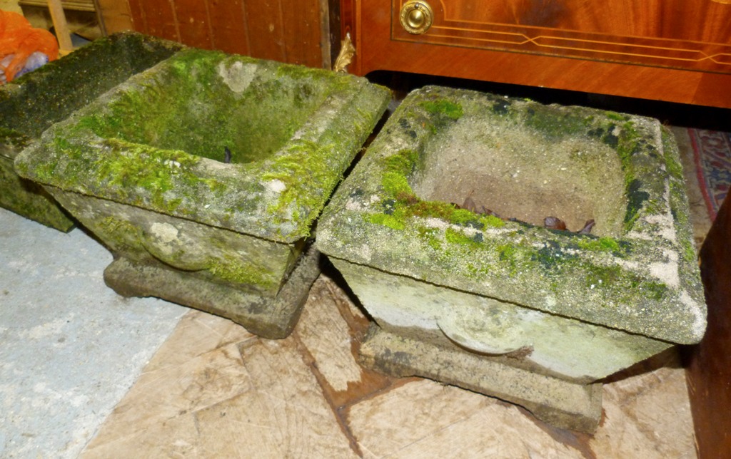 A Pair of Weathered Cast Concrete Garden