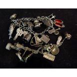 Two Silver Charm Bracelets, set with var