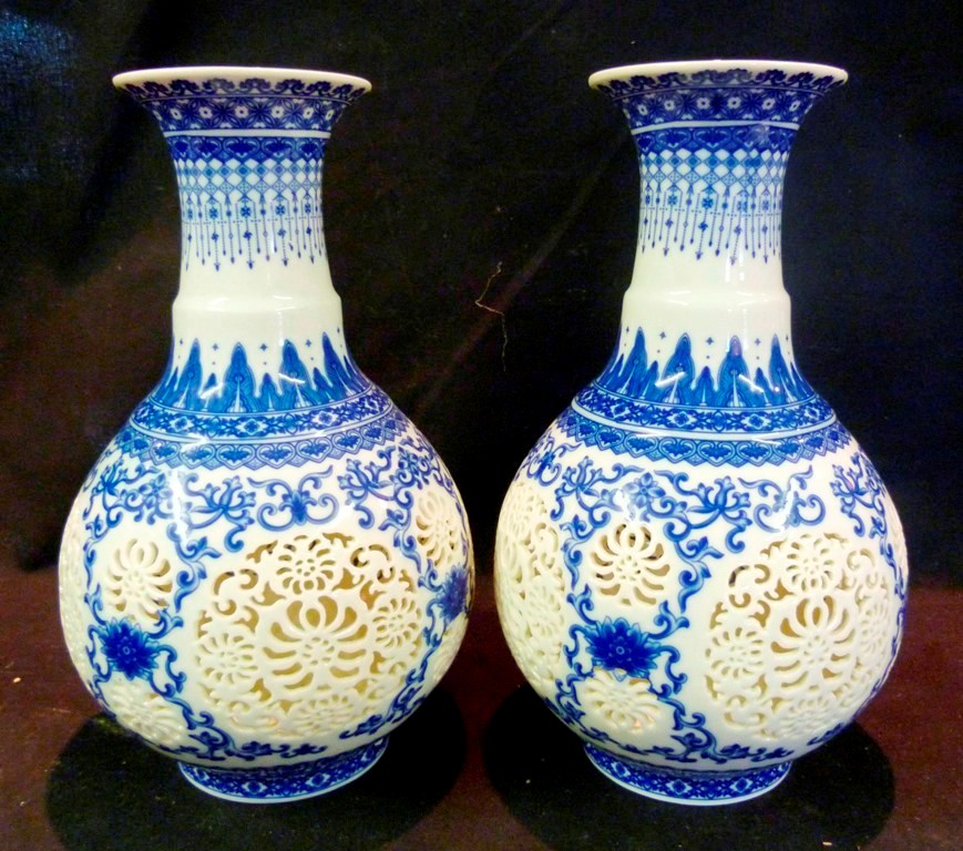 A Pair of Chinese Porcelain Underglaze B