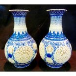 A Pair of Chinese Porcelain Underglaze B