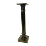 A Victorian Ebonised Torchere, the squar