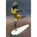 An Art Deco Patinated Bronze and Gilded