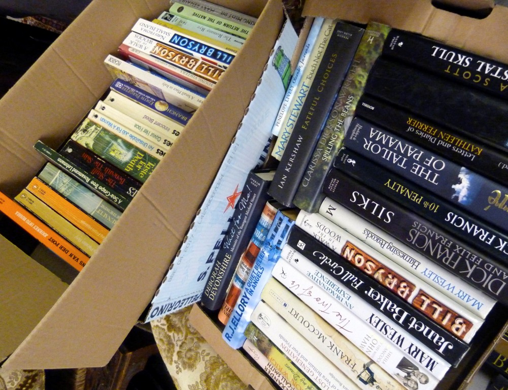 A Large Book Collection within ten boxes