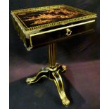 A Low Black Lacquered Work Table, the to