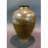 A Japanese Meiji Patinated Bronze Vase o