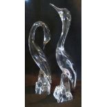 A Pair of Large Glass Models of Birds by Daum,