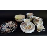 A Pair of Derby Imari Decorated Plates together with a Royal Doulton Series Ware Bowl,