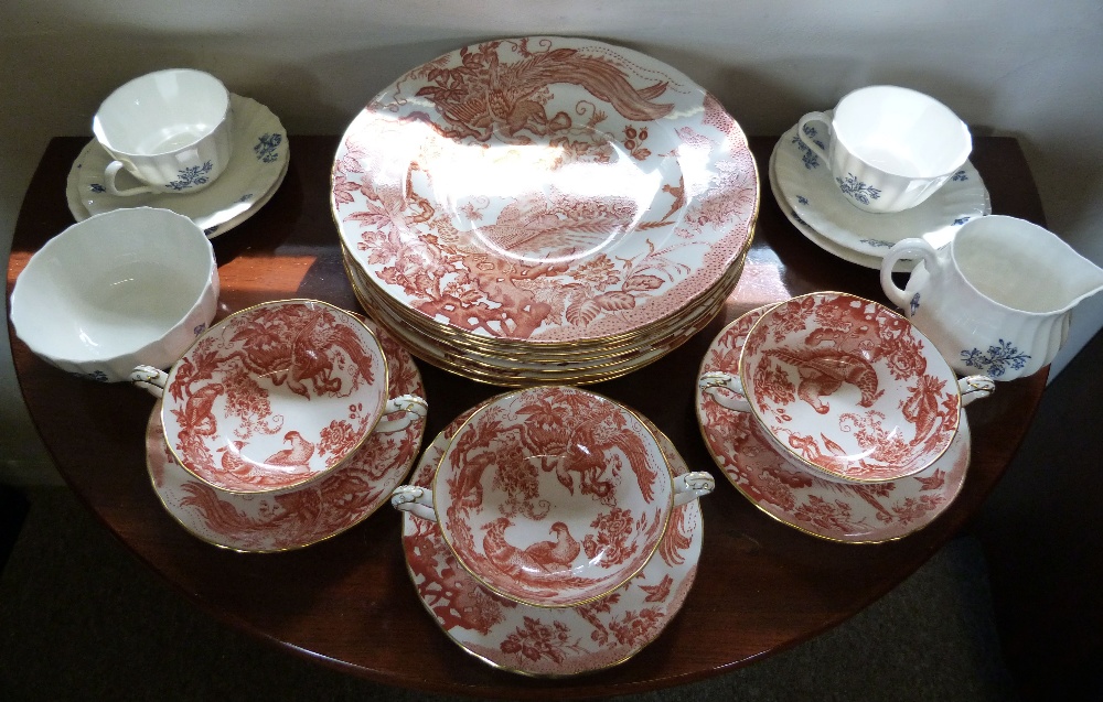 A Royal Crown Derby Part Dinner Service, Red Aves pattern,