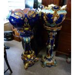 An Art Nouveau Majolica Jardiniere and Stand,