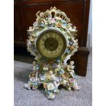 A Dresden Porcelain Table Clock,