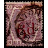 Great Britain - 1883 6d on 6d Lilac  SG162.  V.F.U. CDs.