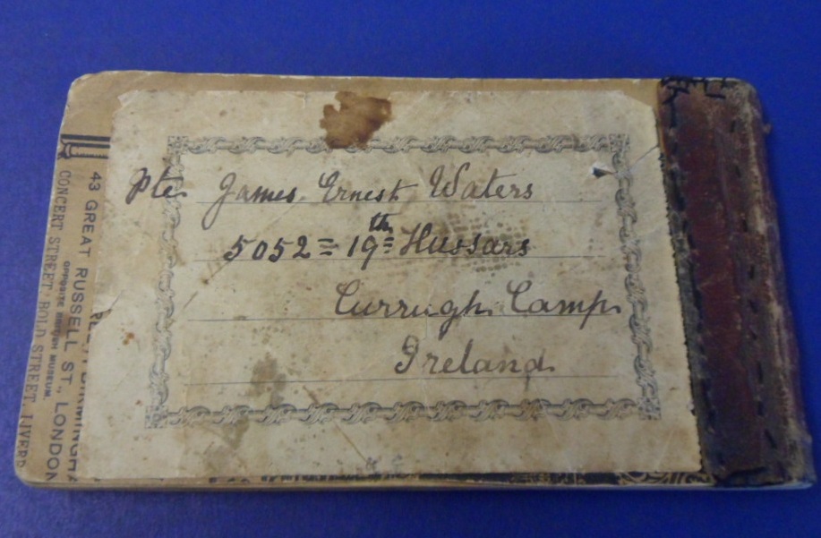 Militaria Ephemera - British: Home-made card covered note book marked 'Pte. James Ernest Waters,